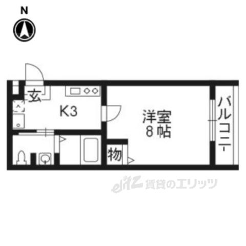 フラッティ西本願寺(1K/4階)の間取り写真