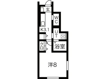 KSK北上II(1K/1階)の間取り写真