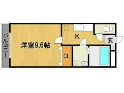 サリナス(1K/2階)の間取り写真