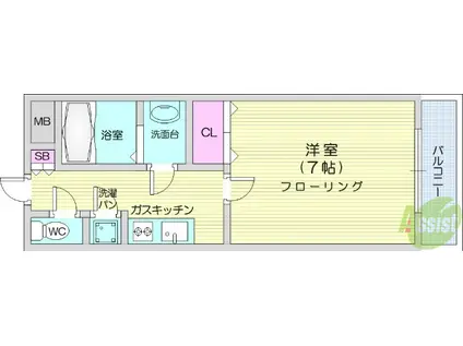 AXIA KIMACHI(1K/3階)の間取り写真