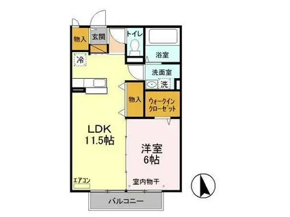 ディアステージ II(1LDK/2階)の間取り写真