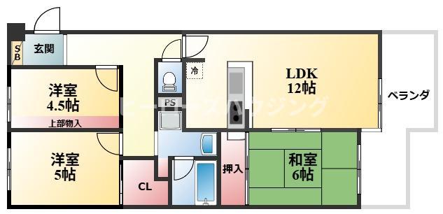 朝日プラザ豊中旭丘弐番館(3LDK/3階)の間取り写真