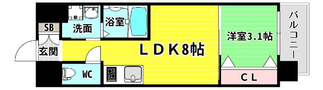 セオリー大阪ハーバーDOOR(1LDK/6階)の間取り写真