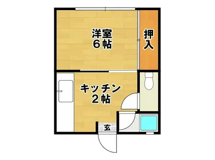 コーポ奥名B(1K/1階)の間取り写真