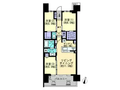 シティテラス宮崎(3LDK/9階)の間取り写真