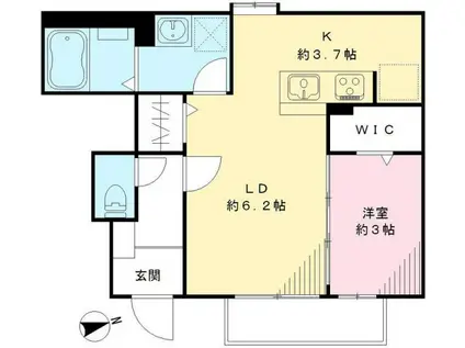 ハルメゾン(1LDK/1階)の間取り写真