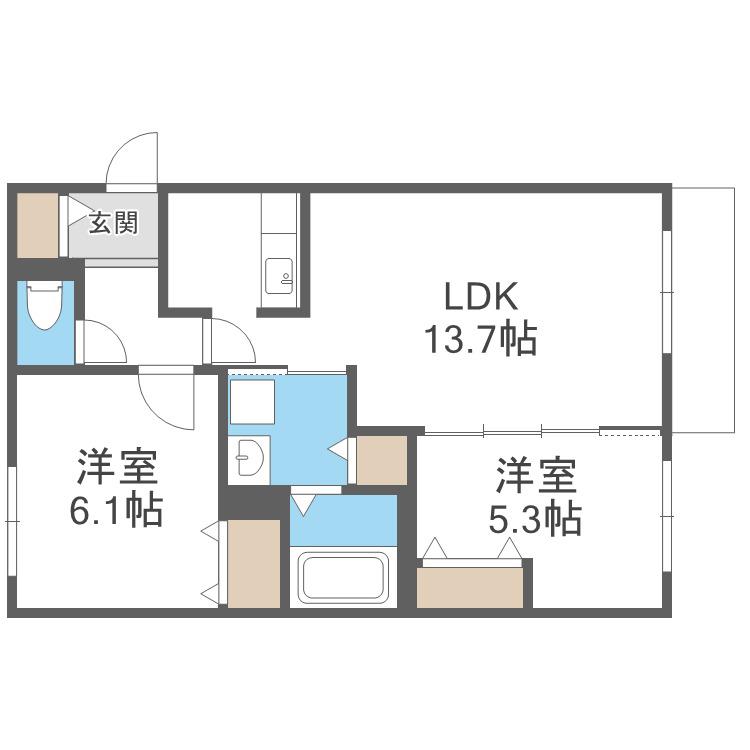 フローリス(2LDK/3階)の間取り写真