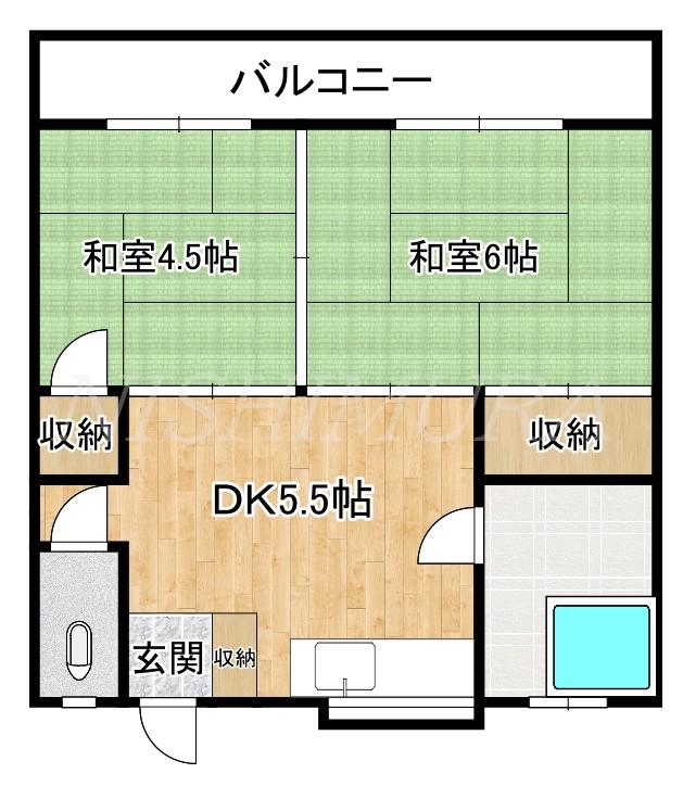 浦田荘(2DK/1階)の間取り写真
