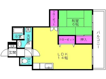 パンドール加古川(1LDK/4階)の間取り写真