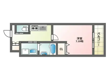 クローバーグランデ田辺駅前(1K/6階)の間取り写真