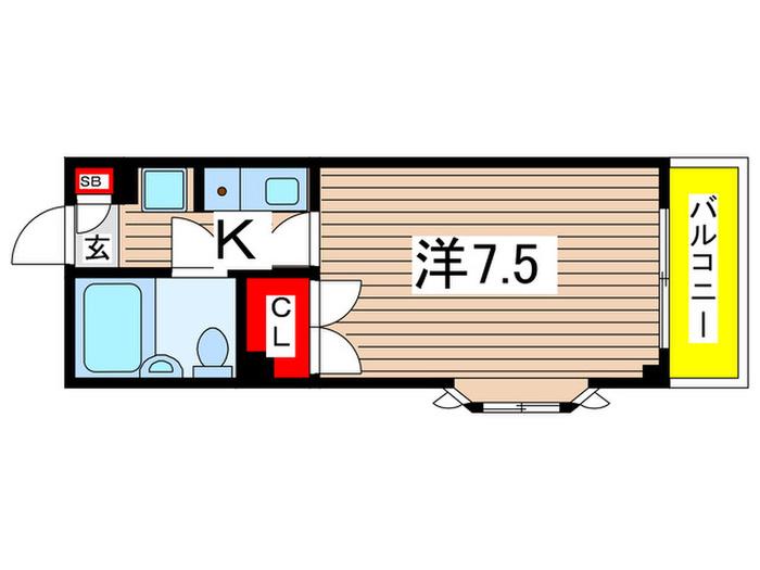 フラワーシティー亀有(1K/2階)の間取り写真