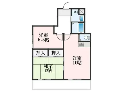 北条マンション(2LDK/3階)の間取り写真