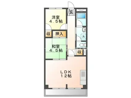 グリーンライフ山ノ沢(2LDK/2階)の間取り写真