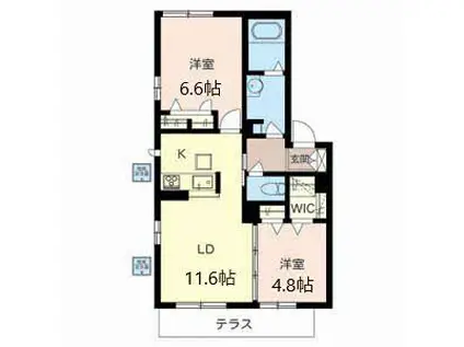 豊川モリハイツ(2LDK/1階)の間取り写真