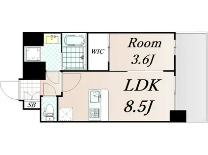 プレサンス九条グランデリーヴ(1LDK/10階)の間取り写真