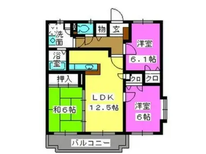 アルバ空港東(3LDK/2階)の間取り写真