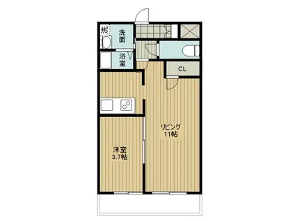 白銀マンション(1LDK/4階)の間取り写真