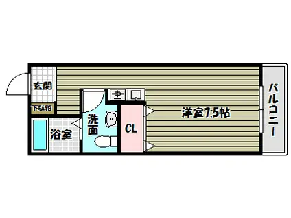 キャッスル山村(1K/2階)の間取り写真