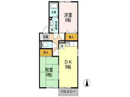 シャルマン・ロージェ(2LDK/2階)の間取り写真