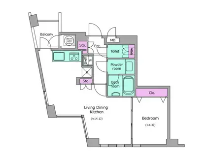 レジディアタワー乃木坂(1LDK/5階)の間取り写真