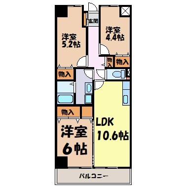 レジデンス代官町スクエア(3LDK/9階)の間取り写真