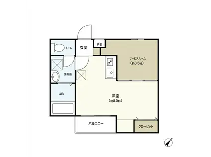 LEHUA五輪(1SK/1階)の間取り写真