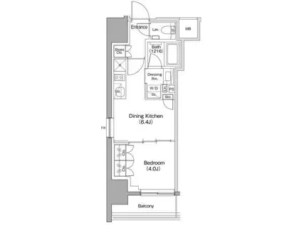 ザ・パークハビオ明大前(1DK/11階)の間取り写真