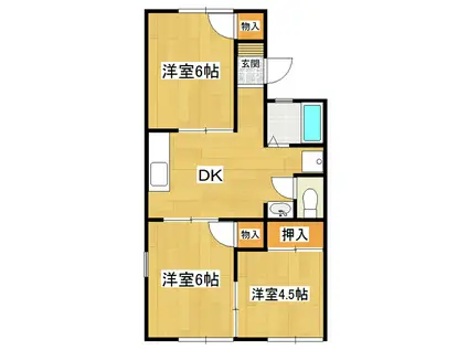 AKコーポA棟(3DK/1階)の間取り写真