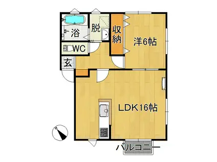 レジデンス山崎(1LDK/2階)の間取り写真