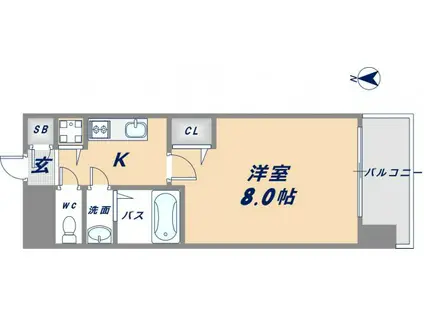 メゾン・ド・ヴィレ深江(1K/6階)の間取り写真