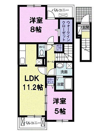 フォルテシモ(2LDK/2階)の間取り写真