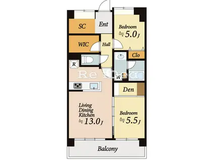 ラフィネ立川(2SLDK/9階)の間取り写真