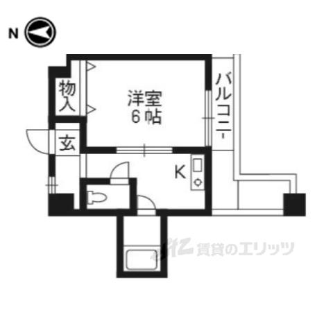ヤマシナアーバンコテージ(1K/2階)の間取り写真