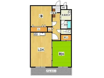 グランヴェルデ(2LDK/3階)の間取り写真