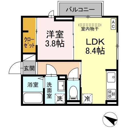 ロイヤルステージ西持田町 B棟(1LDK/2階)の間取り写真
