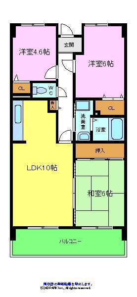 パストラル和泉(3LDK/4階)の間取り写真