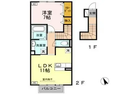 エスペランサ (1LDK/2階)の間取り写真