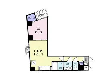 ファーストプレイス(1LDK/4階)の間取り写真