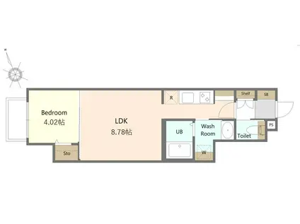 エムズコート二軒茶屋(1LDK/1階)の間取り写真