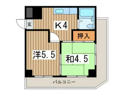 神明台ハイツ(2K/2階)の間取り写真