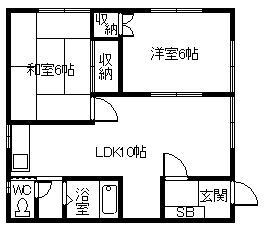 コーポグランドヒル(2LDK/2階)の間取り写真