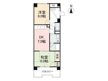 プラザアンジェロ(2DK/6階)の間取り写真