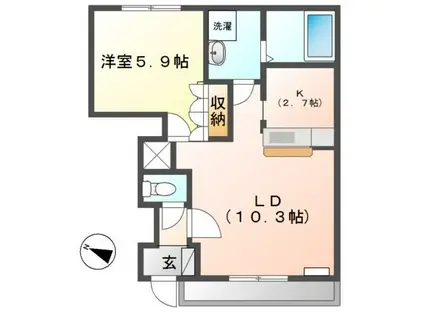 オレンジハイム水尻I(1LDK/1階)の間取り写真