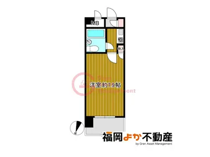 ライオンズマンション薬院駅南(1K/4階)の間取り写真