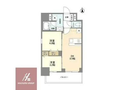 リヴェント難波ウエスト(2LDK/11階)の間取り写真