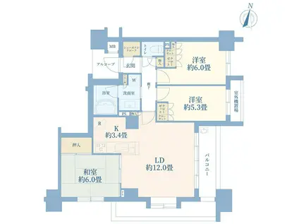プラウド相模大野マークス(3LDK/2階)の間取り写真