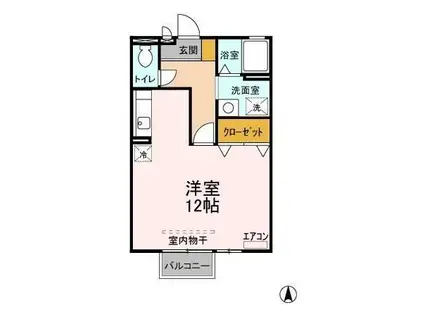 アークグレイスII(ワンルーム/2階)の間取り写真