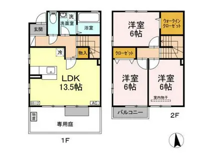 ロイヤルガーデン大野 D(3LDK/1階)の間取り写真