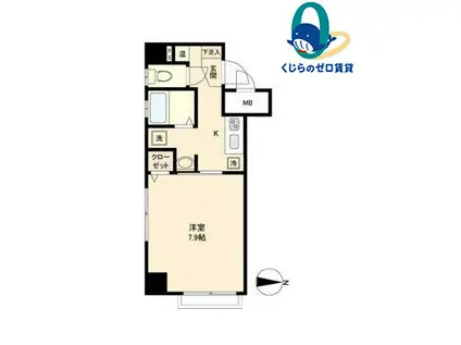 アーバンフラッツ伏見(1K/7階)の間取り写真