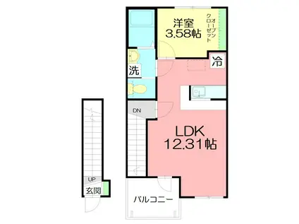 サン・サンスプリング(1LDK/2階)の間取り写真